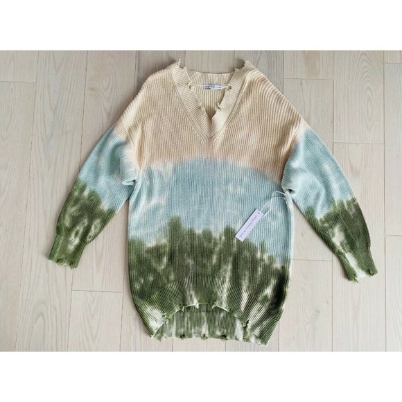 Young Fabulous & Broke  YFB Ombre Run Away Distress Sweater Tie Dye - Picture 1 of 4